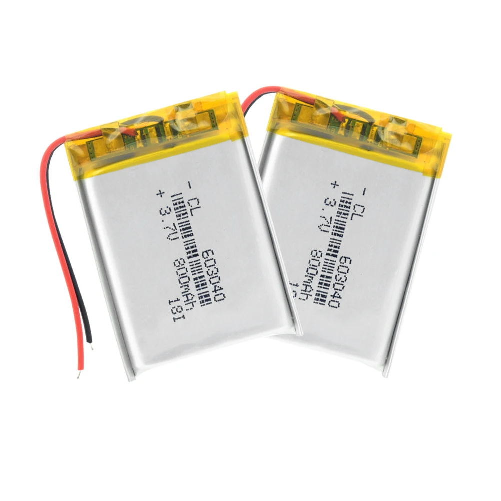 2Pcs 3,7 V 800mAh 603040 литий-ионная аккумуляторная батарея литий-полимерная батарея для gps навигатора Mp3 Mp4 Mp5 PAD DVD электронная книга динамик - Цвет: 2Pcs
