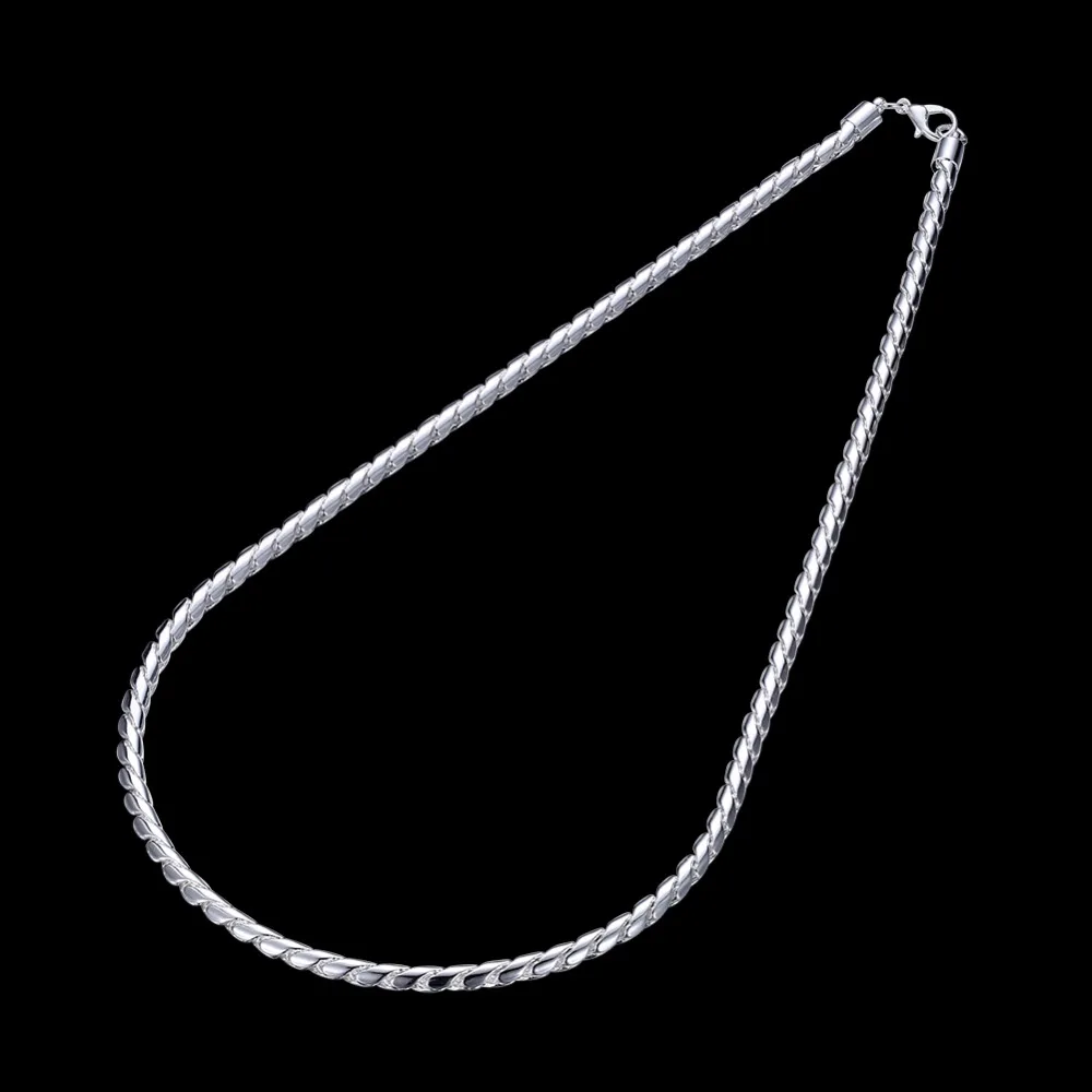 Hot sterling 925 silver jewelry necklaces choker 4mm twisted rope necklace for men women vitage pendant chain colliers | Украшения и