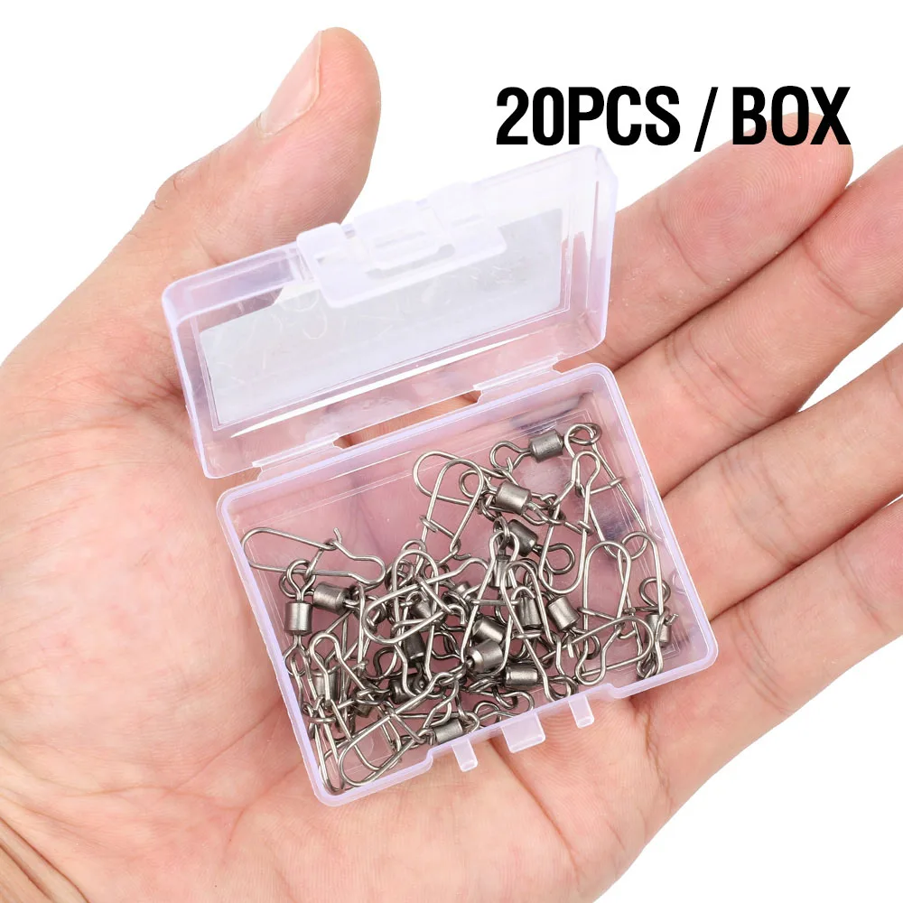 20pcs DONQL поворотный Рыболовный соединитель из нержавеющей стали, крючок для быстрой прокатки, фиксатор для безопасности, защелкивающийся рыболовный крючок, приманка, аксессуар для увеличения - Цвет: 20pcs