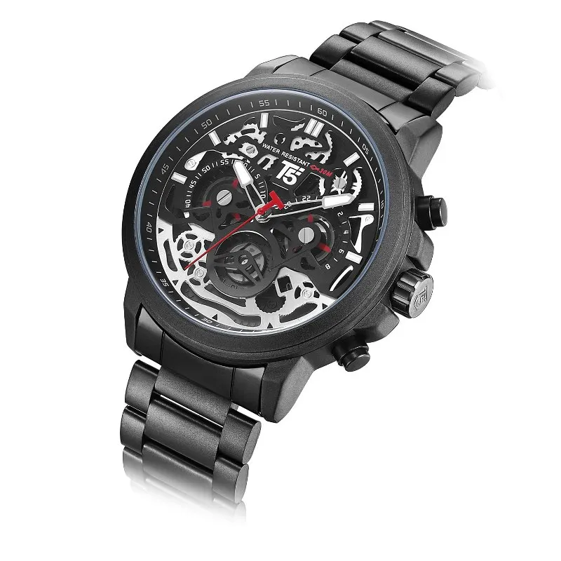 Black 1 Кожаный ремешок T5 роскошные черные мужские кварцевые часы с хронографом водонепроницаемые мужские спортивные часы наручные часы Мужские часы - Цвет: Black 1