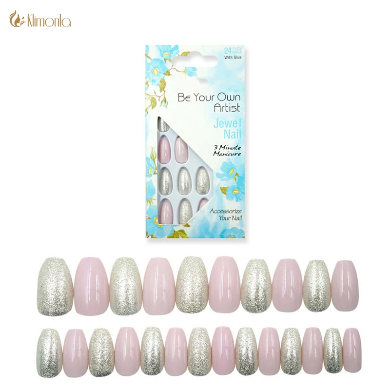 24 шт./компл. золотые и розовые поддельные ногти довольно блестящая переводная