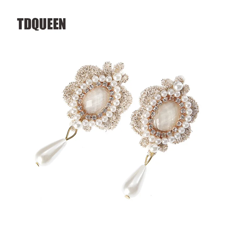 TDQUEEN Висячие серьги стразы свадебные женские модные имитация жемчуга