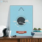 Синяя гитара самолет Современный абстрактный хипстер А4 А3 большой постер печать оригинальная поп музыка холст картины спальня стены искусства Подарки