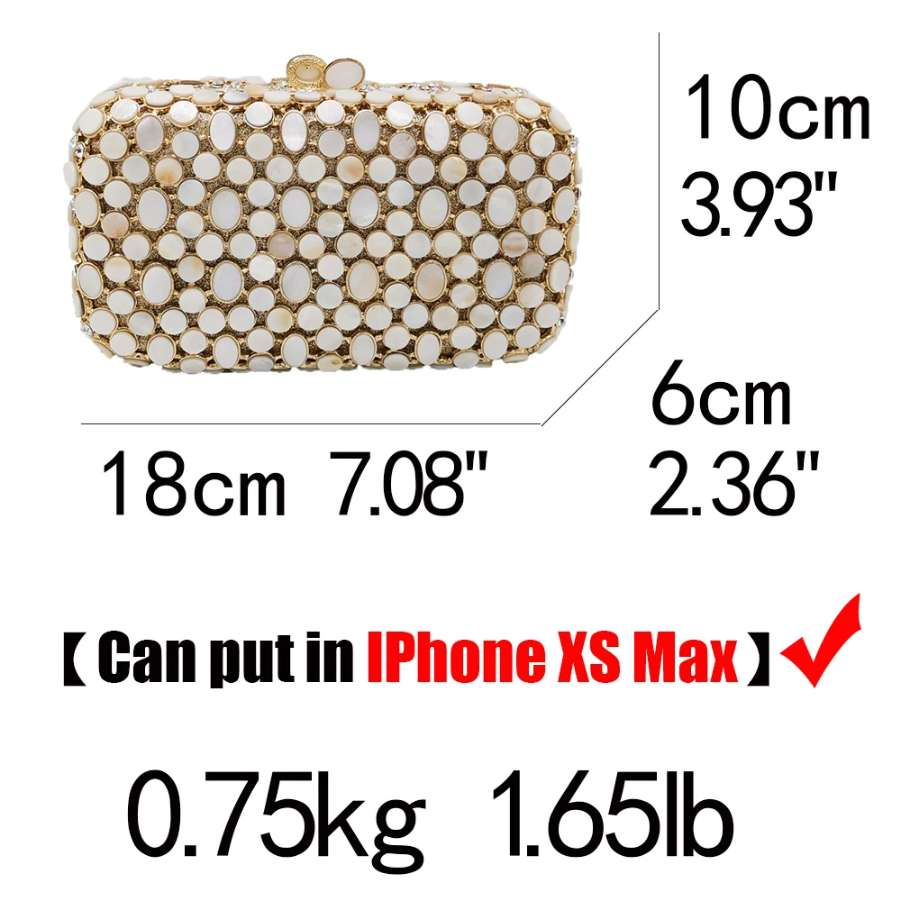 Boutique De FGG Natural Shell Women Evening Bags Minaudiere Handbags Wedding Formal Dinner Mother of Pearl Crystal Clutch Purse