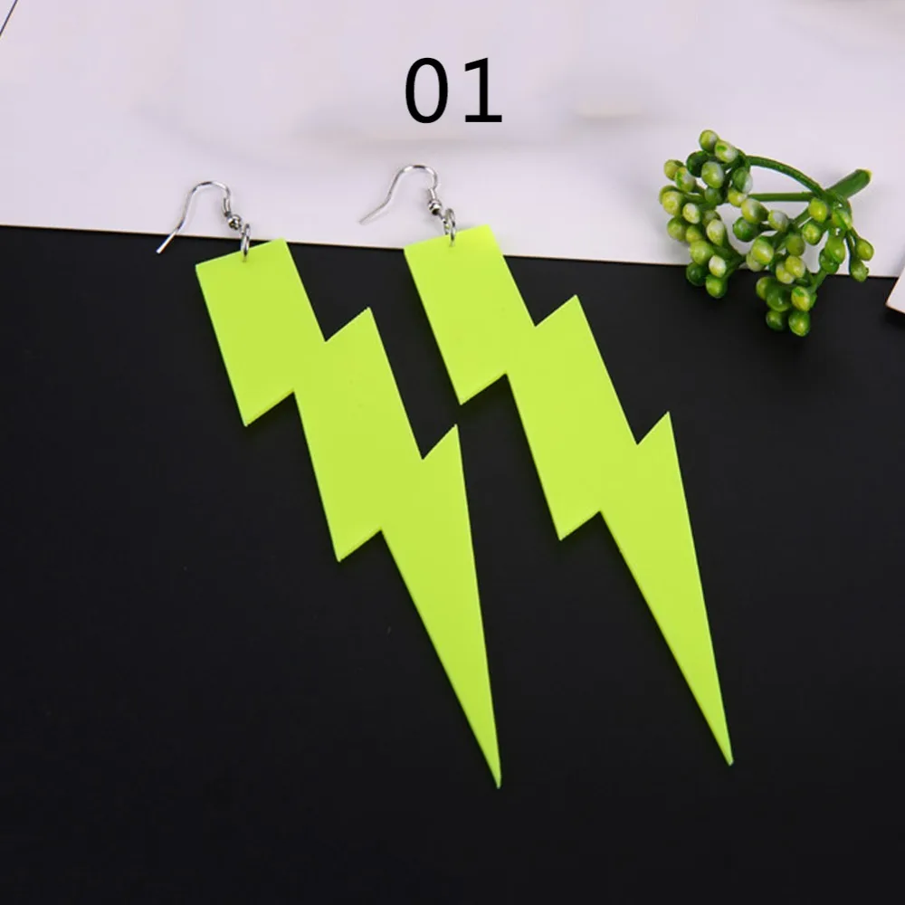 4 цвета Акриловые Неоновые Висячие серьги для женщин Brincos Hyperbole Lightning длинные
