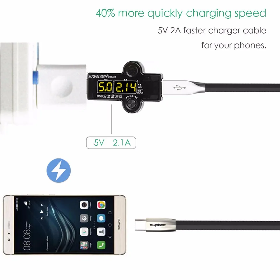 Suptec Тип USB C кабель 3.1 c Зарядное устройство быстрой зарядки шнур Синхронизация