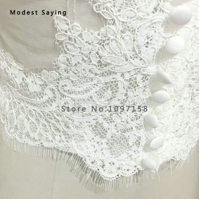 Элегантный кружевной Болеро жакет цвета слоновой кости с высокой горловиной и