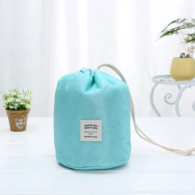 4 цвета Твердые печати Drawstring Органайзер Портативный Макияж сумки, косметичка дорожная струна Макияж сумка Круглый Женский