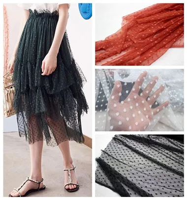 Изысканная сетка в горошек эластичная кружевная ткань DIY юбка платье сшивание