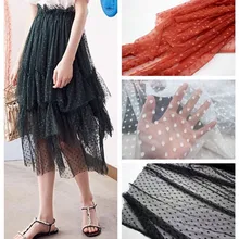 Изысканная сетка в горошек эластичная кружевная ткань DIY юбка