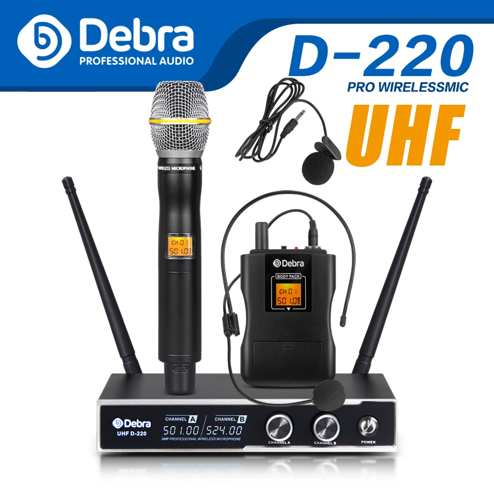 Хороший звук! Дебра аудио D 220 2 канала с ручной или Lavalier & гарнитура Mic UHF