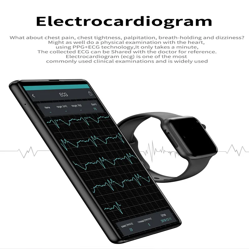 Умные часы W34 с Bluetooth и функцией вызова монитор сердечного ритма ЭКГ для мужчин