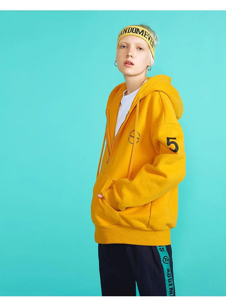 Toyouth Осень корейский сплошной Zip-up Для женщин толстовка свободные Повседневное карман кардиган толстовки Moletom Feminino Bluzy Damskie