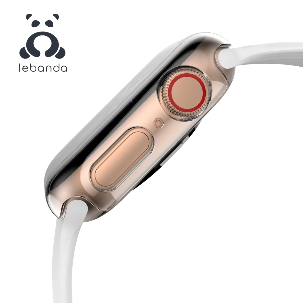 Lebanda Cover for apple watch 5 4 3 2 1 case for iwatch screen protector bumper hard PC transparent 38 40 42 44mm clear slim-fit