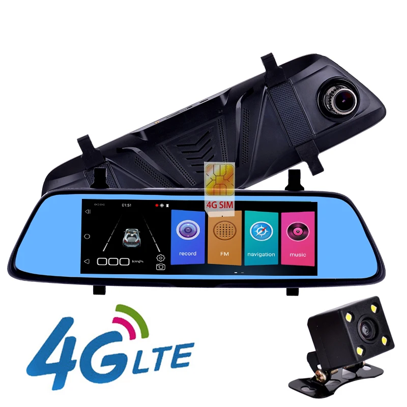 Автомобильный видеорегистратор зеркало заднего вида 7 дюймов 4G GPS навигация