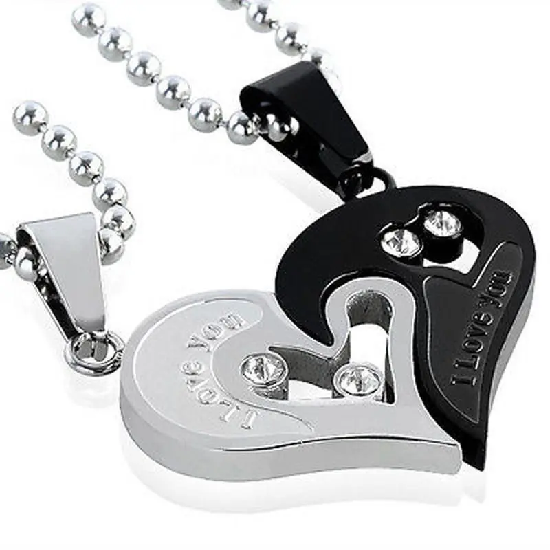 I Love You Heart Men Women Couple Gold/Silver Stainless Steel Pendants Necklaces |