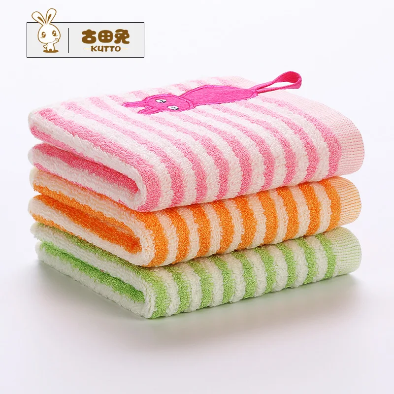 Комфортное 100% хлопковое милое детское полотенце для лица с мультяшной вышивкой
