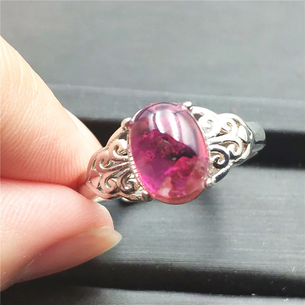 Высокое качество натуральный красный розовый турмалин Женское кольцо 12x10 мм