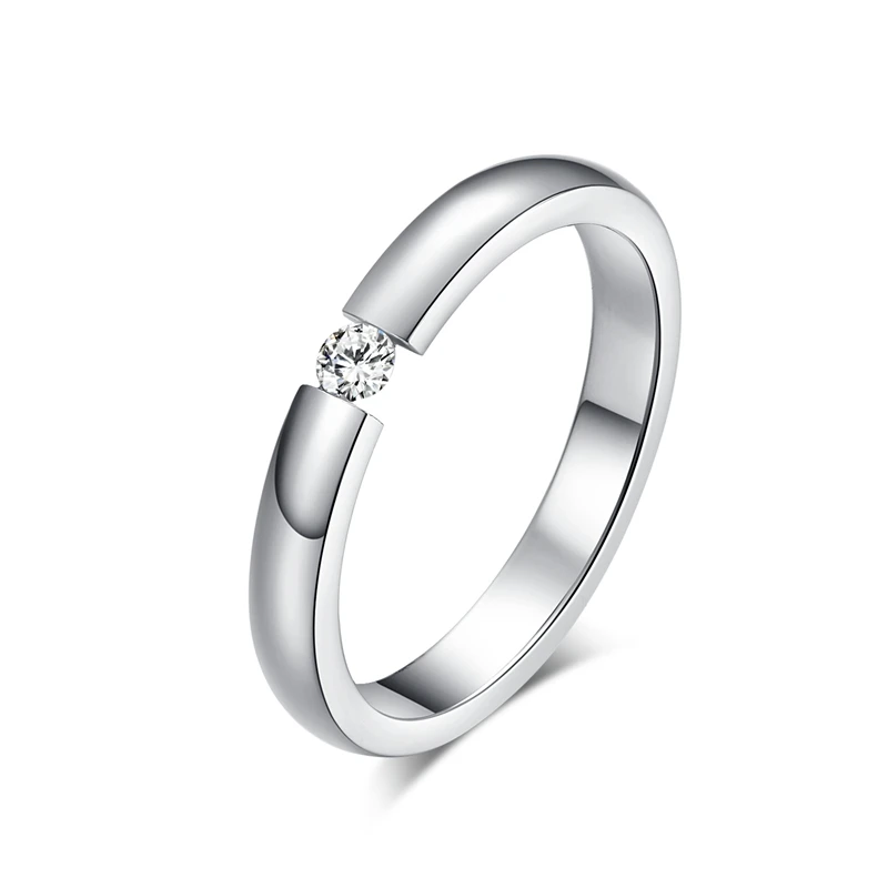 silver color Обручальное кольцо для женщин, нержавеющая сталь, серебро, золото, цвет, палец, подарок для девочки, размер США 5, 6, 7, 8, 9, 10 - Цвет основного камня: silver color