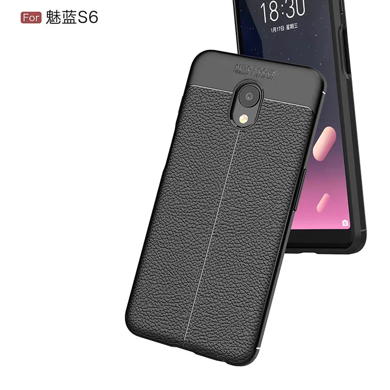 

Litchi silicone case for Meizu M6s funda hoesje lychee leather pattern soft tpu cover for meizu m6s coque etui kryt tok husa