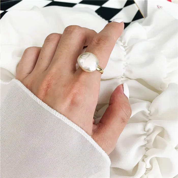 Женские кольца с имитацией жемчуга на палец геометрическим узором для