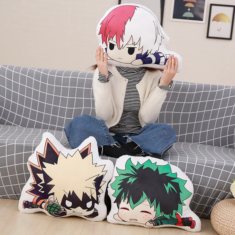 

1pc 35cm Cartoon Anime Bakugou Katsuki Todoroki Shoto Midoriya Izuku Bolster Plush Boku my Hero Academia Pillow gift for child