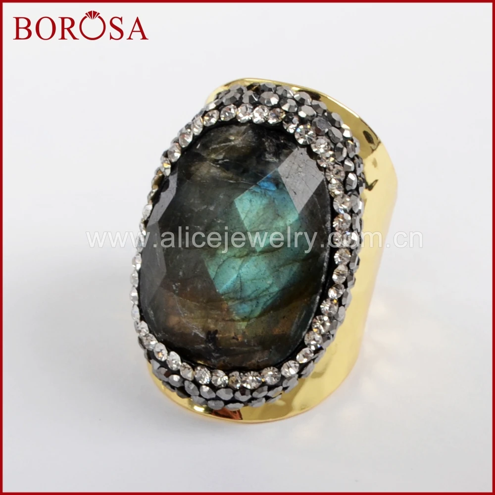 BOROSA 5/10 шт. натуральный камень лабрадорит золотого цвета кольца новые