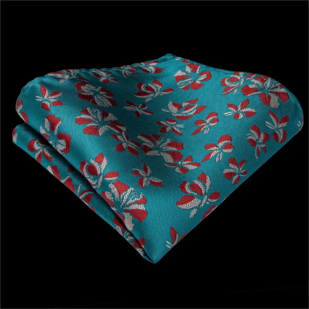 

2019 DiBanGu Luxury Blue Green Men Gifts Tie Clip 100% Silk Neck Tie Hanky Cufflinks Tie Business Wedding Party Tie Set