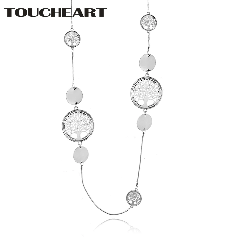 

TOUCHEART Silver Stainless Steel Necklace&Pendants Charms Women Tree Of Life Necklace Holder Chain Statement Necklaces SNE190041