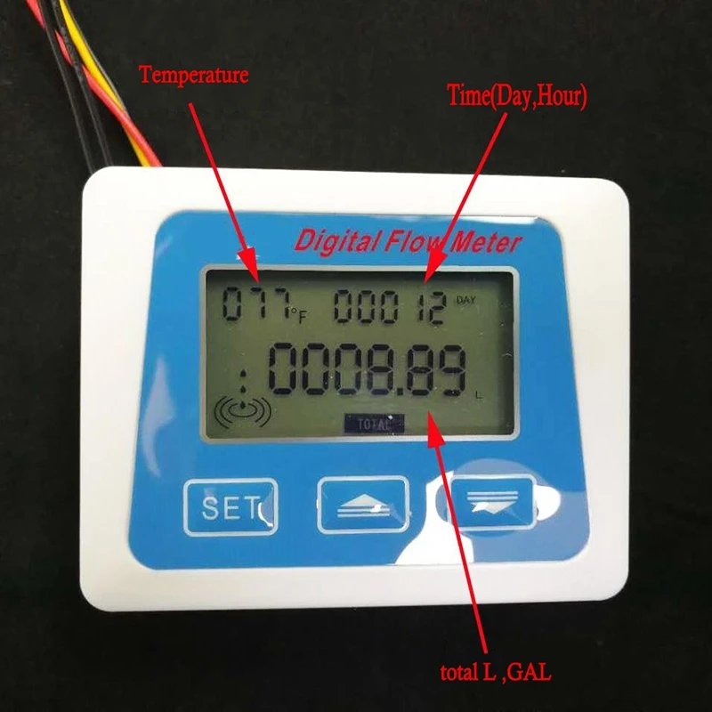 Digital Lcd Display Water Flow Sensor Meter Flowmeter Rotameter Temperature Time Record With G1/2 | Электроника