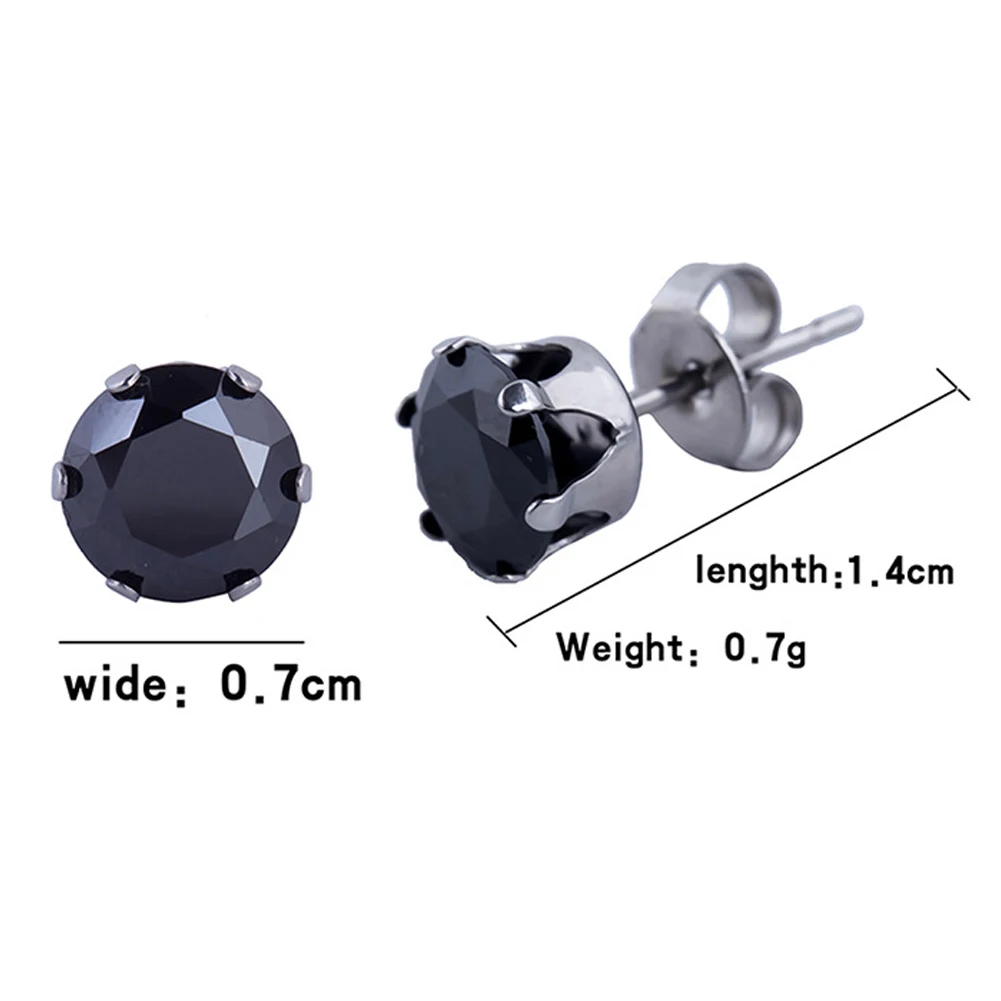 1 Pair Fashion Titanium Steel Earrings Geometric Zircon Ear Studs Jewelry Accessories For Women Black | Украшения и аксессуары