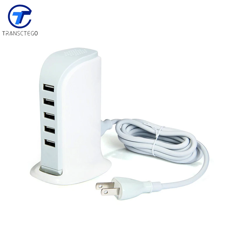 USB charger 5 ports 5V vertical plug multi functional traveling Adapter Rapid-Charging 5-Port Desktop USB Hub/Charging Station
