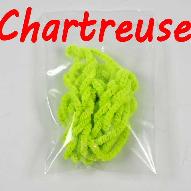 chartreuse Bimoo 2 м для ловли нахлыстом шерстяной червь для ловли нахлыстом Стример Летать Связывание чеенил толщиной 3 мм~ 5 мм оливковый белый розовый зеленый красный коричневый и т. Д - Цвет: chartreuse