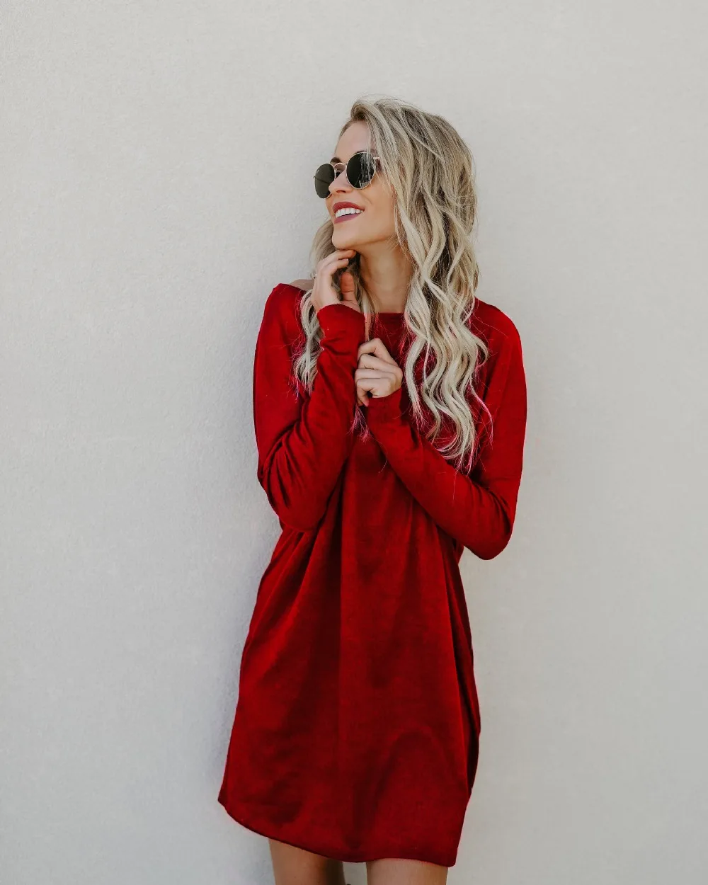 Autumn winter women's sweater round neck casual knit thick bottoming shirt with pocket large size tops loose cashmere | Женская