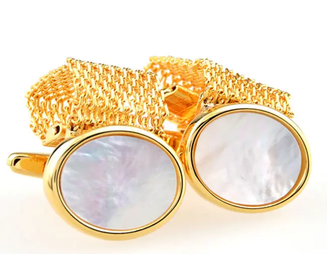 Мужские Запонки золотистого цвета высококачественные запонки с цепочкой