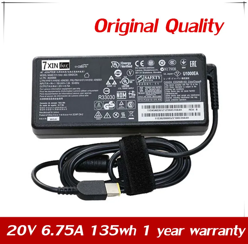 Зарядное устройство 7XINbox 20 в 6 75a 135wh оригинал ADL135NDC3A для LENOVO 36200605 AC адаптер 45N0501 45N0361
