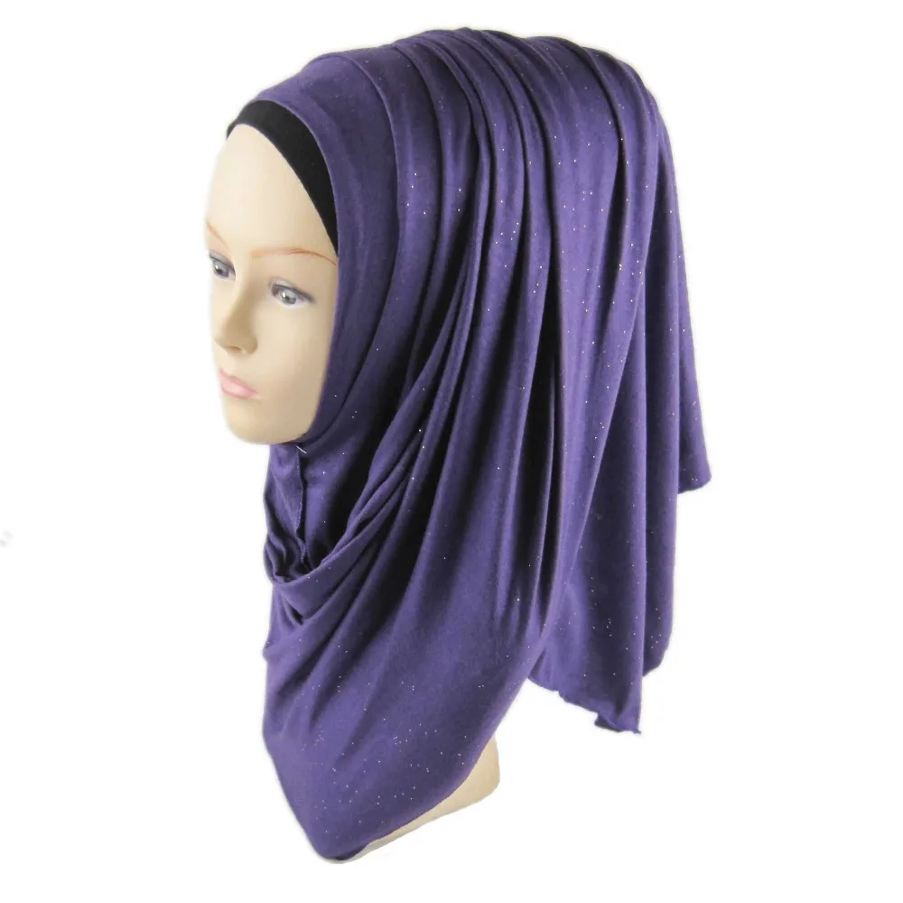 H1264a мягкий Модала эластичный джерси длинный шарф с блестит shimmer платок wrap
