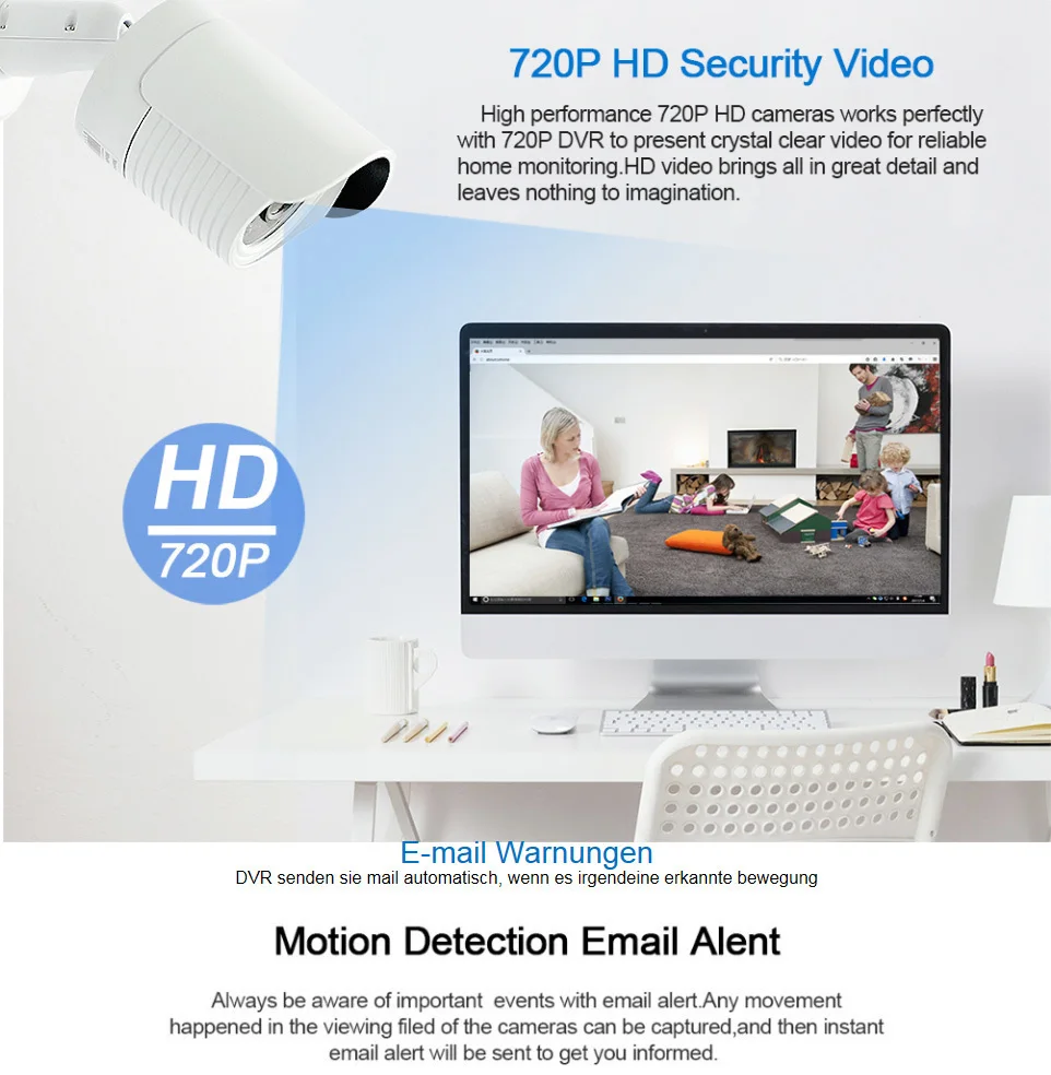 Система видеонаблюдения 4 канала AHD 5 в 1 HDMI 720P 2000TVL|kit kits|kit outdoorkit hdmi |