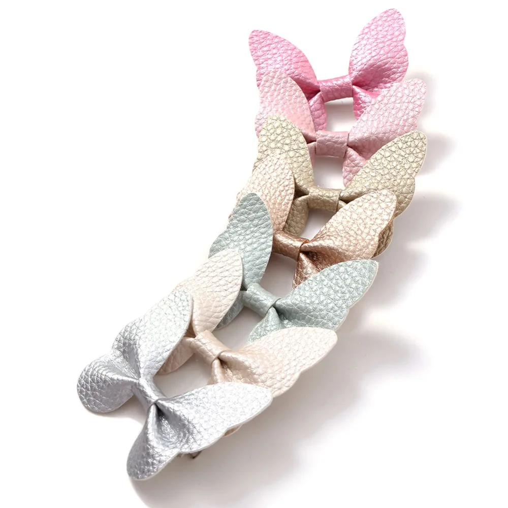 7 шт./лот заколка для волос малышей с бантом девочек из искусственной кожи