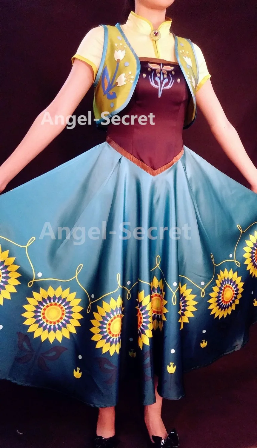 J555 костюм Анны fever Весенний косплей платье с подсолнухами и жилетом|sunflower dress|dress