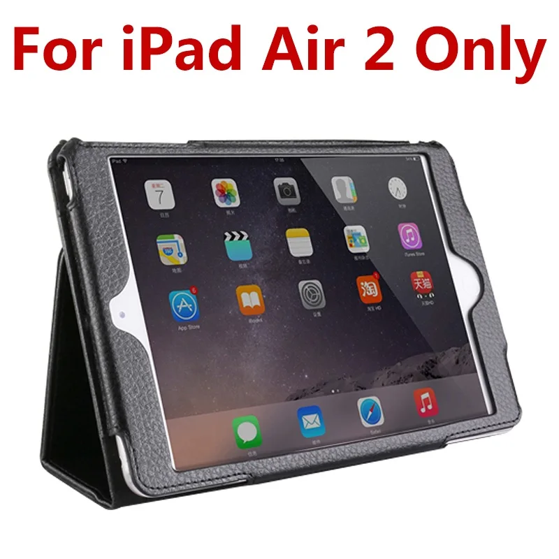 for Air 2 Black Чехол для iPad Air 2, GARUNK, Матовый кожаный флип-чехол из личи, смарт-подставка, защитный чехол для iPad 2/3/4, iPad 6, Аксессуары для планшетов - Цвет: for Air 2 Black