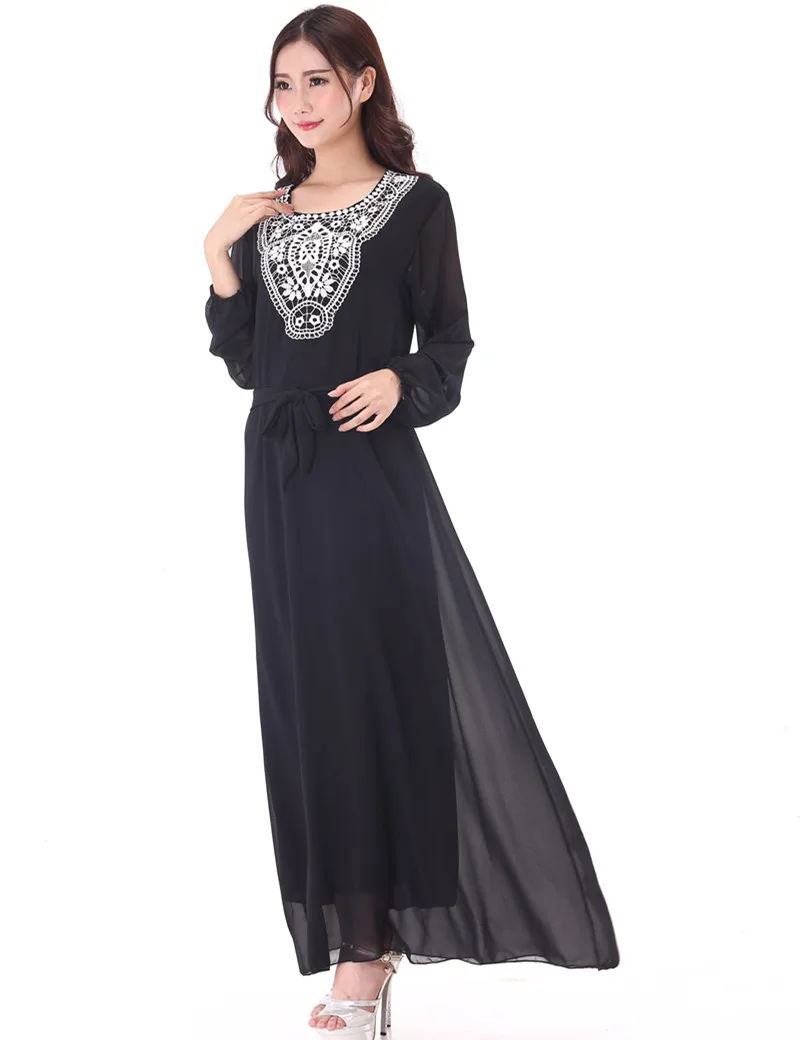 Hijab Gaun Sifon Baju Muslim Wanita Arab Gaun Plus Ukuran Abaya Jilbab Indonesia B30002