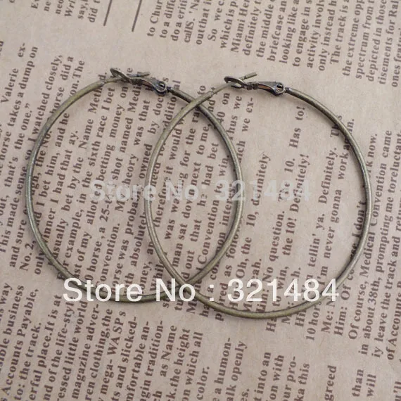 

Горячая Распродажа, 200 шт./лот, 50 мм, античная бронза, серьги-кольца, фурнитура, крючки для ушей