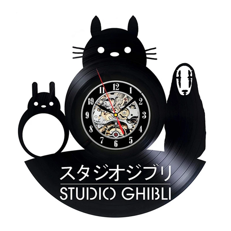 Студийные настенные часы Ghibli Totoro с мультипликационным принтом «Мой сосед Тоторо», виниловые часы-пластинка, настенные домашние декоративные часы, рождественский подарок для детей