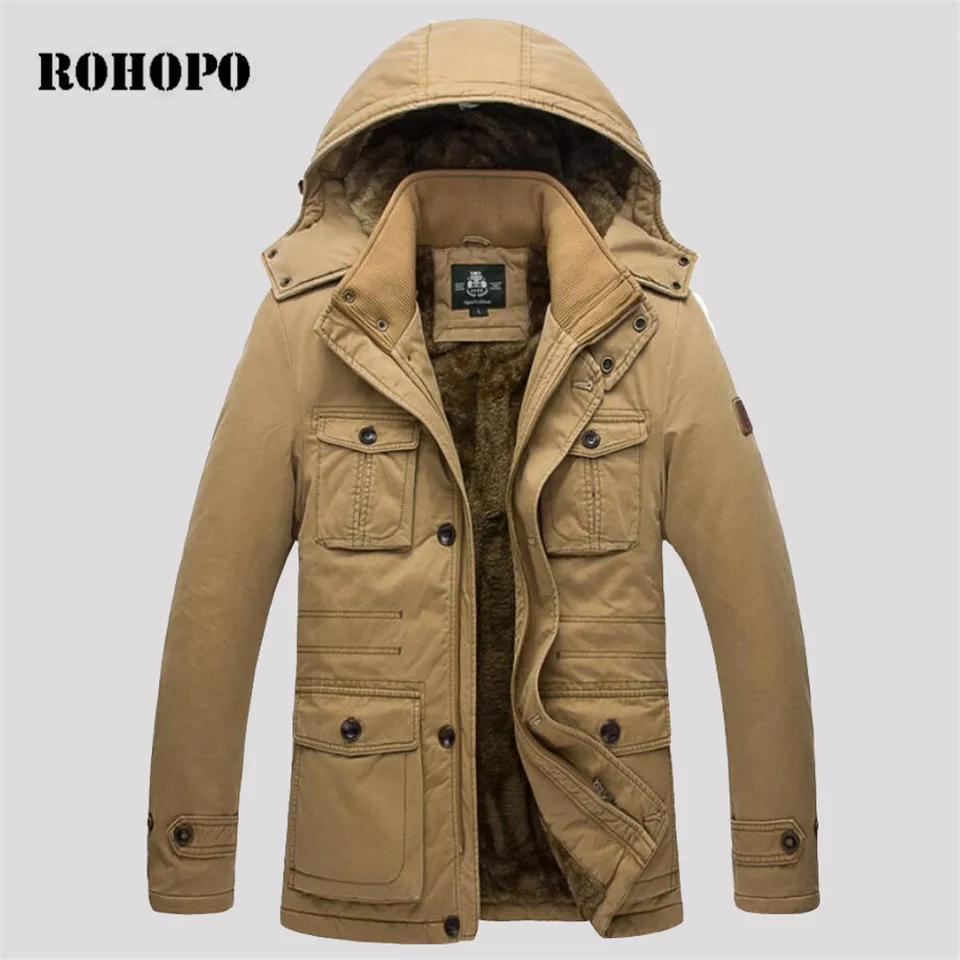 Мужская куртка в стиле милитари ROHOPO утепленная из 100% хлопка с отстегивающимся