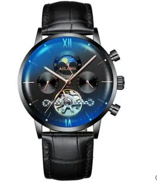 AILANG Relojes часы мужские наручные часы спортивные часы со скелетом 30 м водонепроницаемые автоматические механические часы из нержавеющей стали - Цвет: Color 9 Leather band