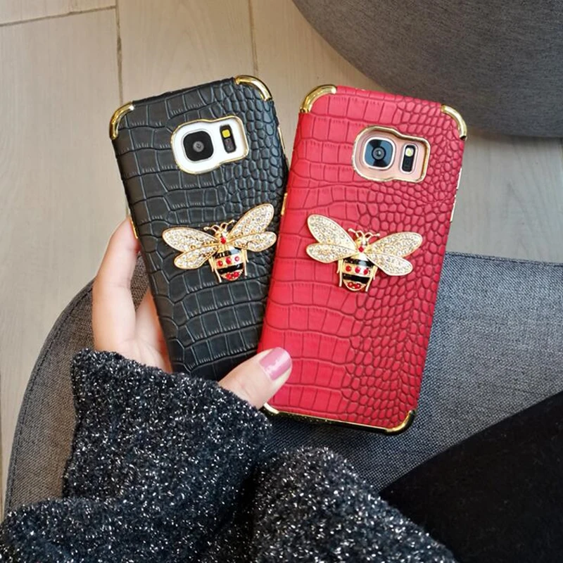 Чехол из крокодиловой кожи с алмазной Пчелкой для iphone XR XS Max чехол покрытием