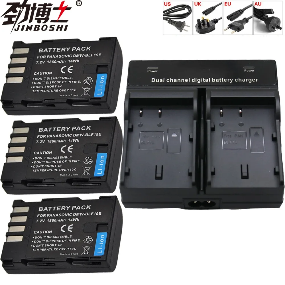 3 шт. DMW BLF19E BLF19 камера Литий ионный аккумулятор + двойное светодиодное зарядное