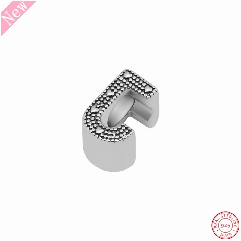 Новые 925 пробы бусины с серебряными буквами J Charm тисненые сердечками и точками DIY