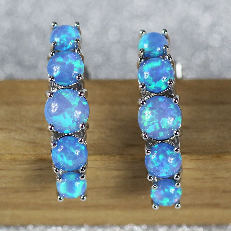 Unique Design Caterpillar Shape Gorgeous Blue Opal Stud Earrings For Women Hot Sale Fashion Jewelry Gift for Lady ER186 | Украшения и